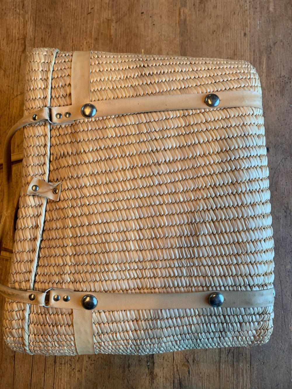 Vintage Woven Straw Tote with Yellow Floral Embroidery - Picture 5 of 16
